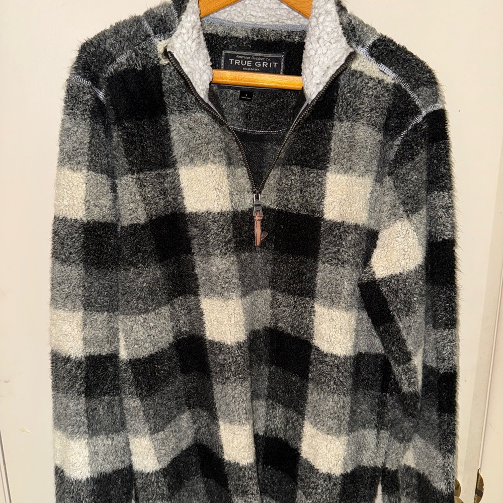True Grit Black and Gray Zip Up Sweater